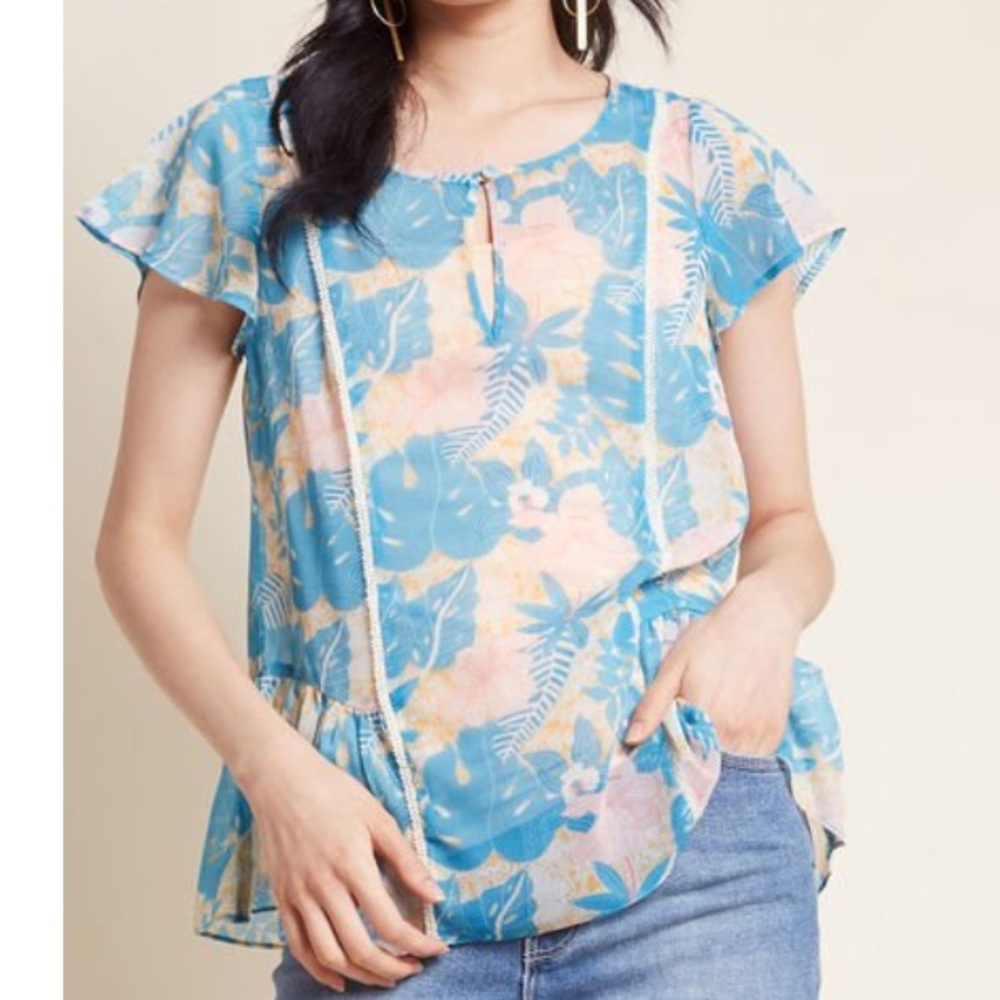 Modcloth Never worn!! Sheer Floral print blouse